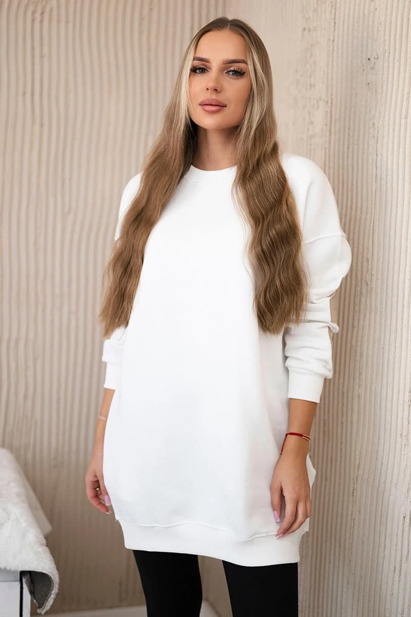 Bluza damska bawełniana ocieplana California Ouverture, farba Ecru