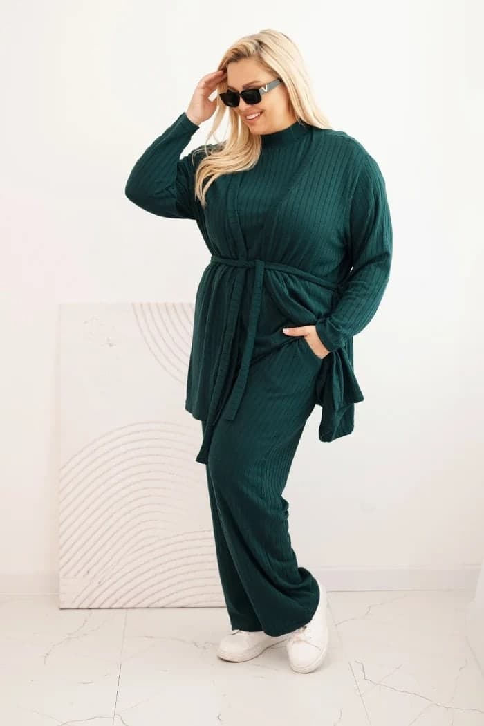 Komplet damski prążkowy plus size 3-częściowy Gavotta, farba Tmavozelená