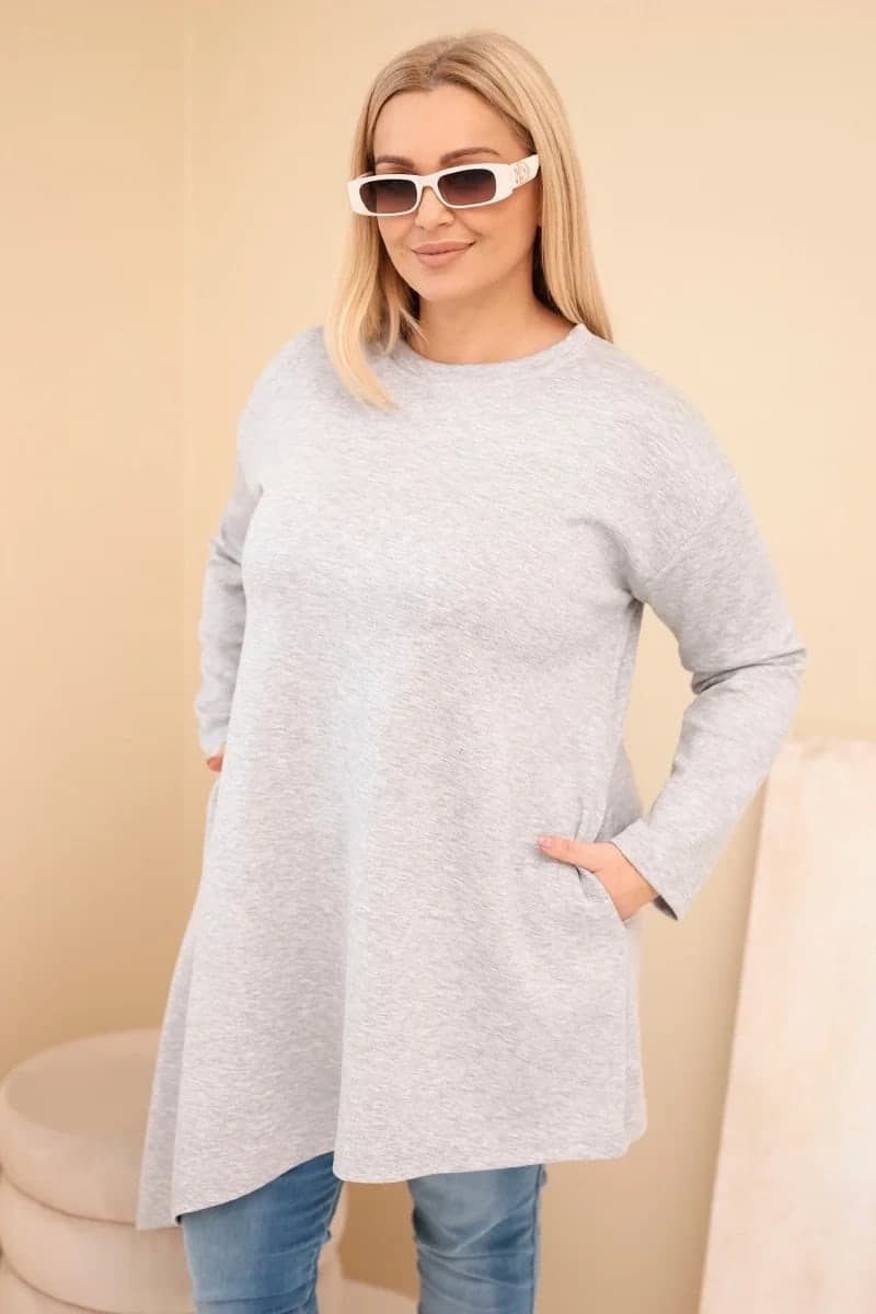 Sukienka damska wiskozowa plus size z luźnym fasonem Asolo, farba Sivý