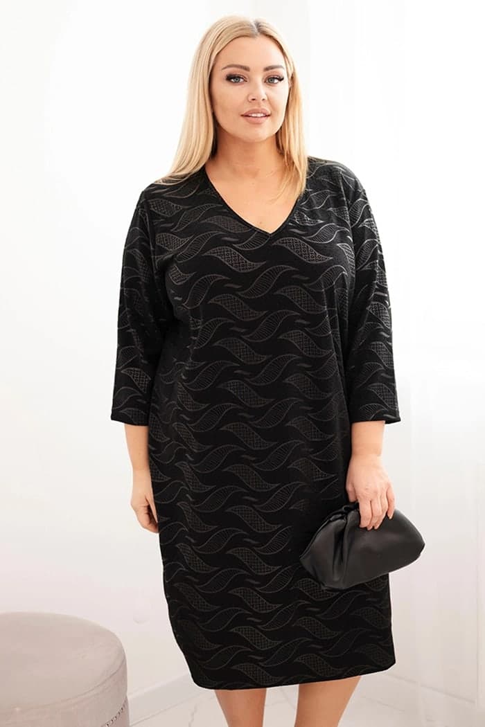 Sukienka damska żorżetowa z dekoltem V Plus Size Charlène, farba Čierny