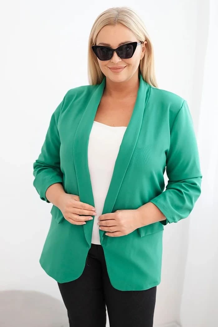 Marynarka damska poliestrowa plus size bez zapięcia Merano, farba Zelená