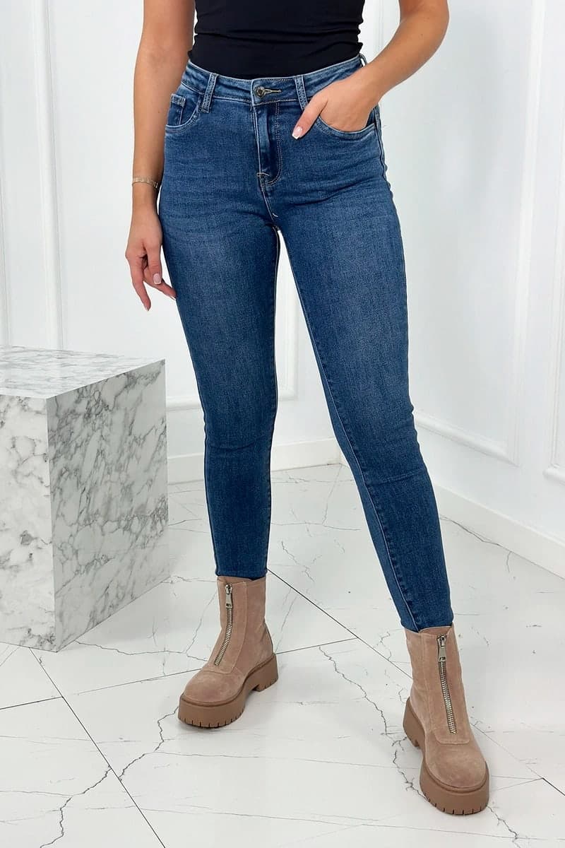 Spodnie damskie jeansowe skinny Eléonore, farba Džínová