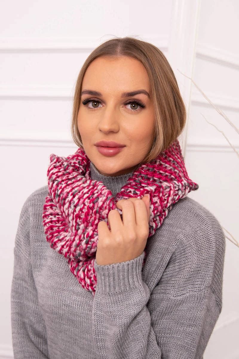 Dámsky nákrčník z hrubej melírovanej priadze s prídavkom vlny Averse, farba Fuksia
